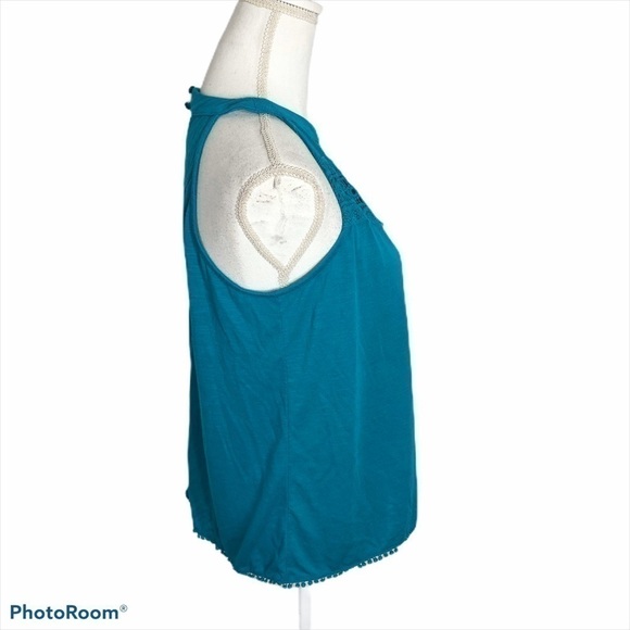 No Boundaries Halter Boho Top Medium Blue - Picture 4 of 9